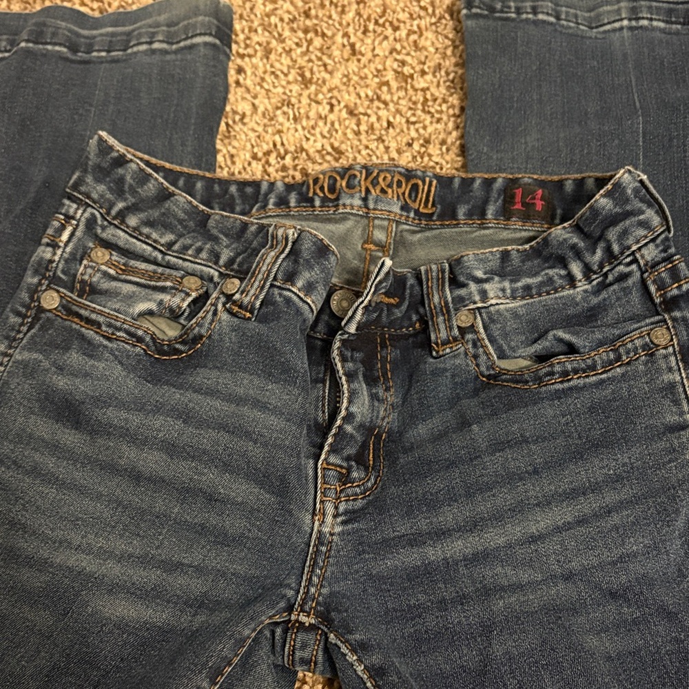 Girls Size 14 Rock and Roll Denim Flares EUC